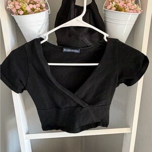 Brandy Melville Black V-Neck Crop Top